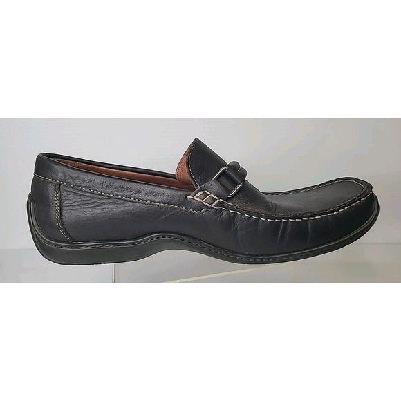 Black Leather Men\'s Slip-On Loafers with Metal Bit main image 11